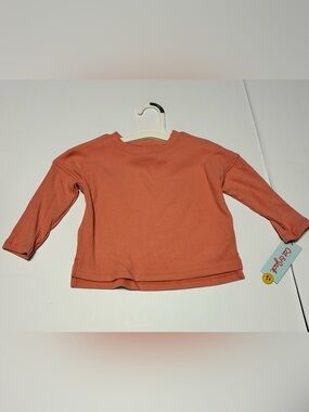 NWT Cat & Jack Girls Ribbed Long Sleeve Top 18M Terracotta